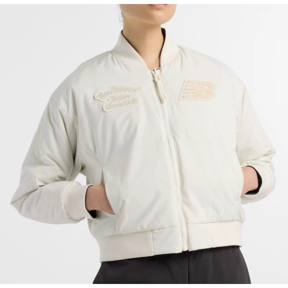 New Balance Womens NBX Lunar New Year Reversible Bomber Jacket Cream WJ51393 XL